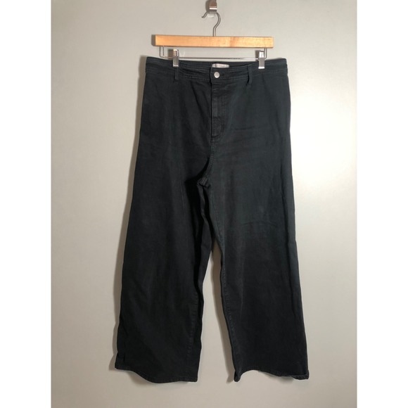 Universal Thread Pants - Universal Thread Wide Leg Ankle Pants Women 12 Black High Rise Stretch Denim
